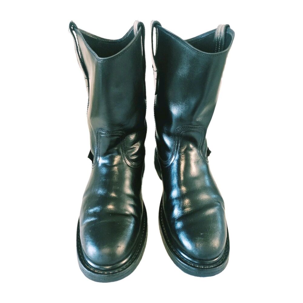 Red Diamond Men's Black Leather Western Cowboy Boots Mexico Size 8.5 (MX 26)